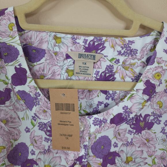 Duluth Wrinklefighter Tunic Lavender Floral Size 1X - Picture 8 of 9